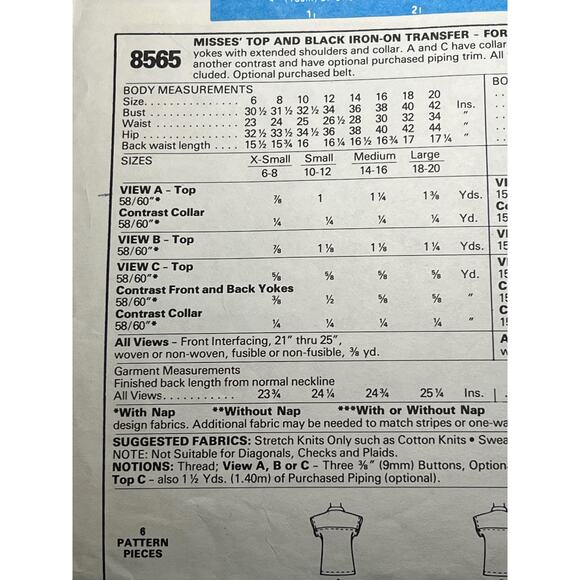 McCalls 8565 Sewing pattern polo shirt Brooke Shields size small - Picture 4 of 6